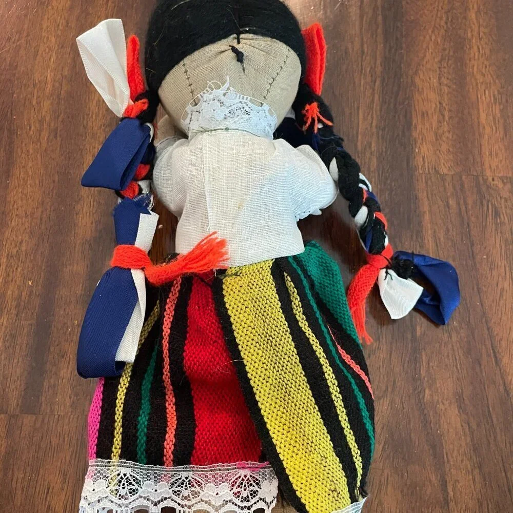 Handmade Mexican Folk Art Cloth Fabric Rag Doll 10
